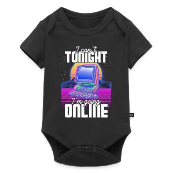 Je ne peux pas ce soir je vais en ligne, drôle d’ordinateur S - Body à manches courtes Premium Bébé - noir - Devant
