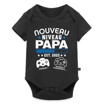Nouveau niveau papa 2023 - Cadeau Futur Papa Gamer - Body à manches courtes Premium Bébé - noir - Devant