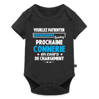 Veuillez patienter Prochaine connerie en cours - Body à manches courtes Premium Bébé - noir - Devant