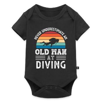Old Man at Diving Fathers Day Funny Gift - Baby Premium short-sleeve bodysuit - black - Front