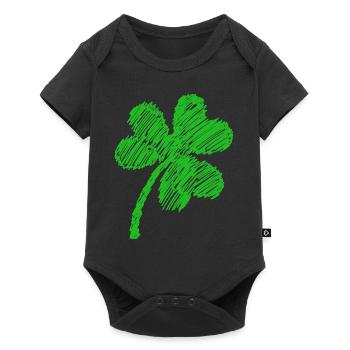 three-leaf clover green doodle - Baby Premium short-sleeve bodysuit - black - Front