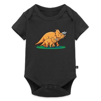 Dinosaurier Triceratops Lustiger Dino - Baby Premium Kurzarmbody - Schwarz - Vorne