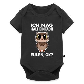 Ich mag halt einfach Eulen - Baby Premium Kurzarmbody - Schwarz - Vorne