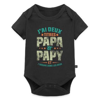 J'ai Deux Titres Papa Et Papy - Body à manches courtes Premium Bébé - noir - Devant