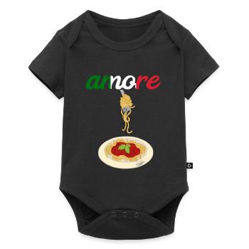 Amore Spaghetti Bolognese Parmesan Käse Pasta Nude - Baby Premium Kurzarmbody - Schwarz - Vorne