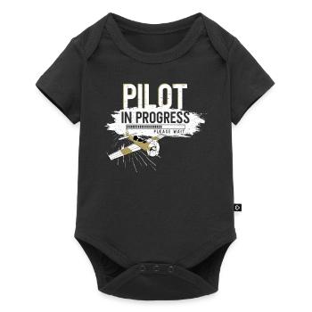 Airplane Pilot Future Pilot - Baby Premium Kurzarmbody - Schwarz - Vorne