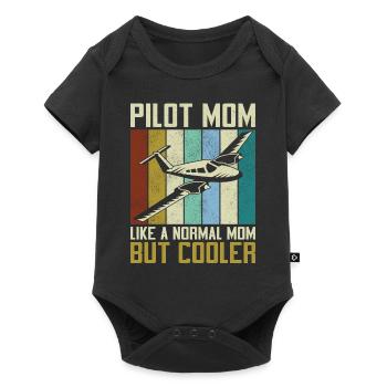 Airplane Pilot Mom Mother Vintage - Baby Premium Kurzarmbody - Schwarz - Vorne