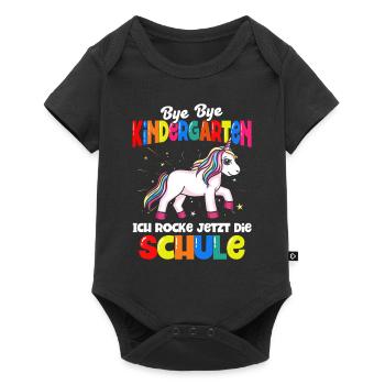 Einhorn Schulbeginn Schulanfänger Schulkind - Baby Premium Kurzarmbody - Schwarz - Vorne