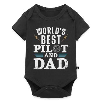 Airplane Pilot Dad Father Vintage - Baby Premium short-sleeve bodysuit - black - Front