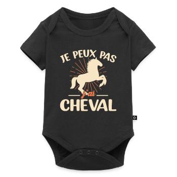 Je Peux Pas J'ai Cheval Équitation Cavalier Poney - Body à manches courtes Premium Bébé - noir - Devant