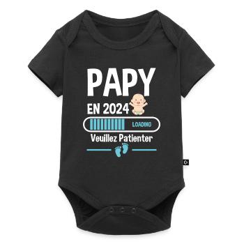 Futur Papy 2024 Grand-père Bébé Grossesse Cadeau - Body à manches courtes Premium Bébé - noir - Devant