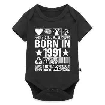 Born In 1991 Content Warning Label Barcode - Baby Premium short-sleeve bodysuit - black - Front