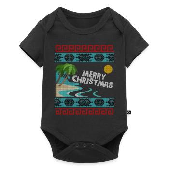Merry Christmas Beach Vacation Holiday Sweater - Baby Premium Kurzarmbody - Schwarz - Vorne