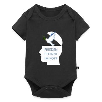Frieden beginnt im Kopf Friedenstaube Peace - Baby Premium Kurzarmbody - Schwarz - Vorne