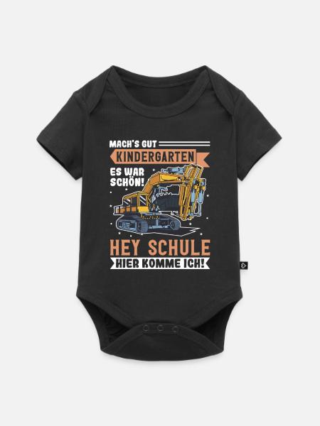Bagger Schulbeginn Schulanfänger Schulkind - Baby Premium Kurzarmbody - Schwarz
