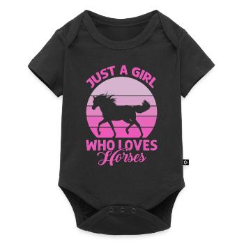 Juste une fille qui aime les chevaux - Horseback Equestria - Body à manches courtes Premium Bébé - noir - Devant