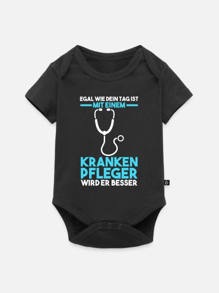 Krankenpflege Pflegekraft Krankenpfleger - Baby Premium Kurzarmbody - Schwarz