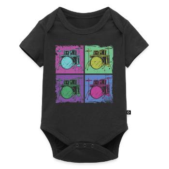 Drummer Drum Set 80S 90S Retro - Baby Premium Kurzarmbody - Schwarz - Vorne
