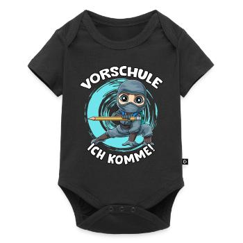 Ninja Shirt Junge - Vorschule Ich Komme - Baby Premium Kurzarmbody - Schwarz - Vorne