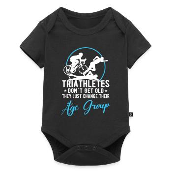 Triathlon Swim Bike Run Triathlet Sport Geschenk - Baby Premium Kurzarmbody - Schwarz - Vorne