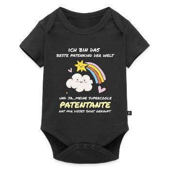 LustigesGeschenk für Patenkind Patentante Taufpate - Baby Premium Kurzarmbody - Schwarz - Vorne