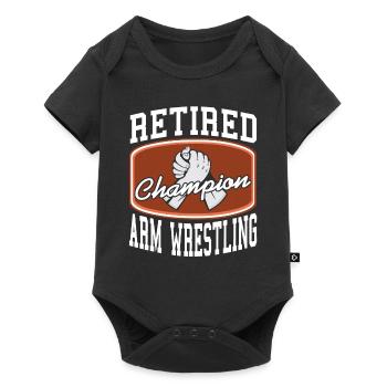 Retired Champion Arm Wrestling Funny T-Shirt - Baby Premium short-sleeve bodysuit - black - Front
