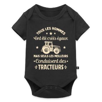 Les Meilleurs Conduisent Des Tracteurs - Body à manches courtes Premium Bébé - noir - Devant