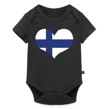 Finland Heart Flag - Baby Premium Kurzarmbody - Schwarz - Vorne