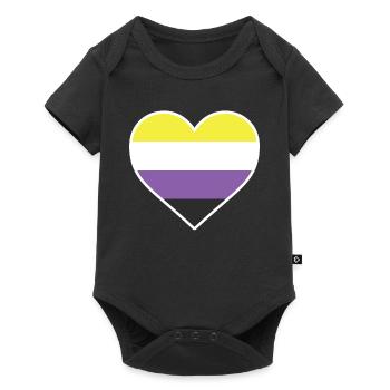 LGBT-Herz - LGBTQIA Non Binary - Baby Premium Kurzarmbody - Schwarz - Vorne