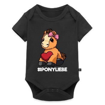 Ponyliebe Ponymama Pony Pferd Mama Herz - Baby Premium Kurzarmbody - Schwarz - Vorne
