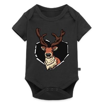 Reindeer Crack Torn Hole Heart Reindeer Face - Baby Premium short-sleeve bodysuit - black - Front