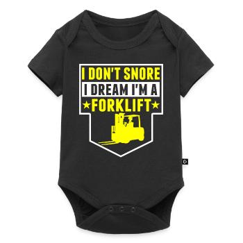 Ich Schnarche Nicht, Träume, Ich Bin Gabelstapler - Baby Premium Kurzarmbody - Schwarz - Vorne