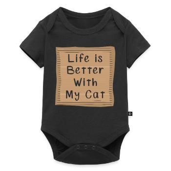 Katze - Baby Premium Kurzarmbody - Schwarz - Vorne