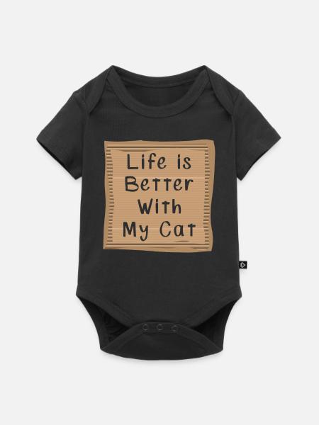 Katze - Baby Premium Kurzarmbody - Schwarz