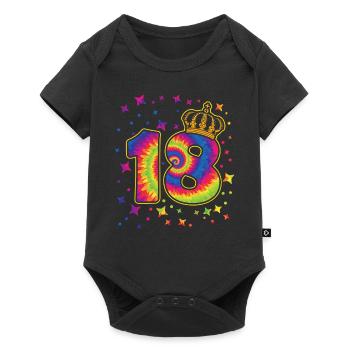 Tie-dye fête d’anniversaire 18 ans 18 ans - Body à manches courtes Premium Bébé - noir - Devant