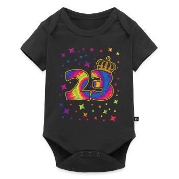 Tie-dye Fête d’anniversaire 23 ans Célébrant - Body à manches courtes Premium Bébé - noir - Devant
