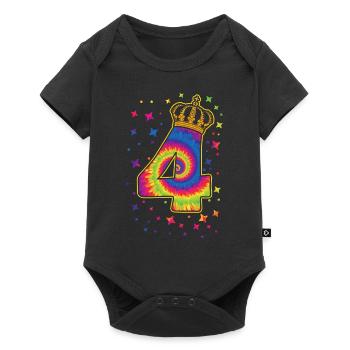 Tie-dye 4. Geburtstagsfeier 4 Jahre Alter - Baby Premium Kurzarmbody - Schwarz - Vorne