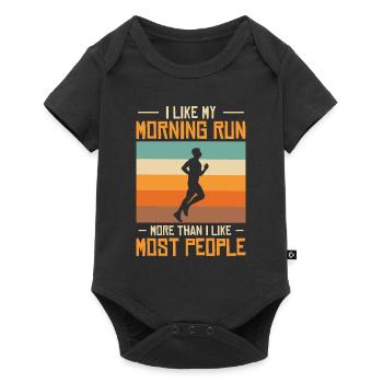 Jogger Runner Marathon Jogging Ski de fond - Body à manches courtes Premium Bébé - noir - Devant