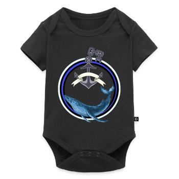 Marine mammal Fish Whale Fish Anchor maritime - Baby Premium short-sleeve bodysuit - black - Front