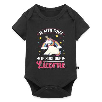Je M'en Fous Je Suis Une Licorne - Body à manches courtes Premium Bébé - noir - Devant