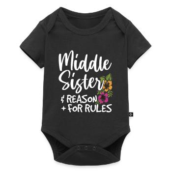 Mittlere Schwester & Grund für Regeln Zitat für - Baby Premium Kurzarmbody - Schwarz - Vorne