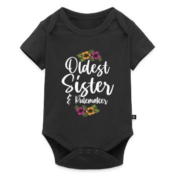Älteste Schwester & Rulemaker Design für die - Baby Premium Kurzarmbody - Schwarz - Vorne