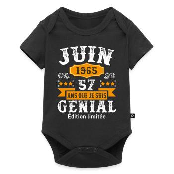 57 Ans Anniversaire Vintage Né(e) en Juin 1965 - Body à manches courtes Premium Bébé - noir - Devant