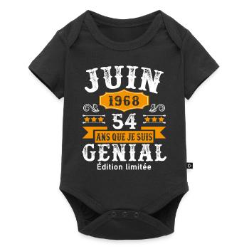 54 Ans Anniversaire Vintage Né(e) en Juin 1968 - Body à manches courtes Premium Bébé - noir - Devant