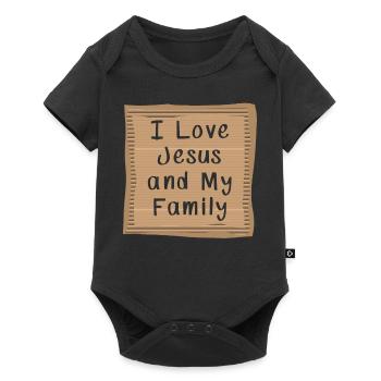 J’aime Jésus et ma famille - Body à manches courtes Premium Bébé - noir - Devant