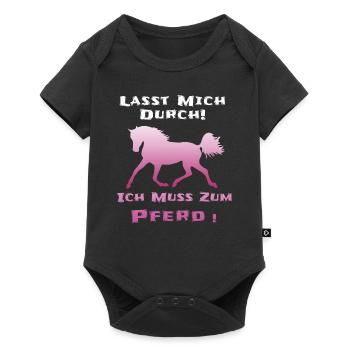 Pferde Lustiger Spruch - Baby Premium Kurzarmbody - Schwarz - Vorne