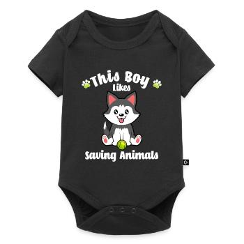 Boy Likes Cats and Dogs Save Animals Refuge - Body à manches courtes Premium Bébé - noir - Devant