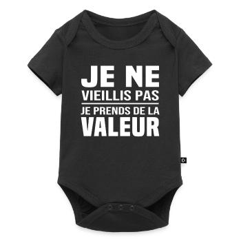 Je ne vieillis pas, je prends de la valeur - Body à manches courtes Premium Bébé - noir - Devant