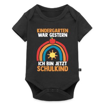 Schulkind Schüler Regenbogen Einschulung Schulanfa - Baby Premium Kurzarmbody - Schwarz - Vorne