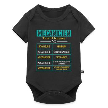 Tarif Horaire D'un Mécanicien Cadeau Humour - Body à manches courtes Premium Bébé - noir - Devant